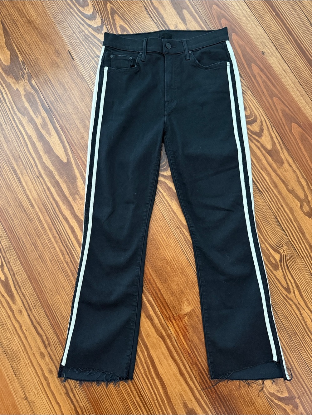 MOTHER Black  Jeans with White Side Stripes